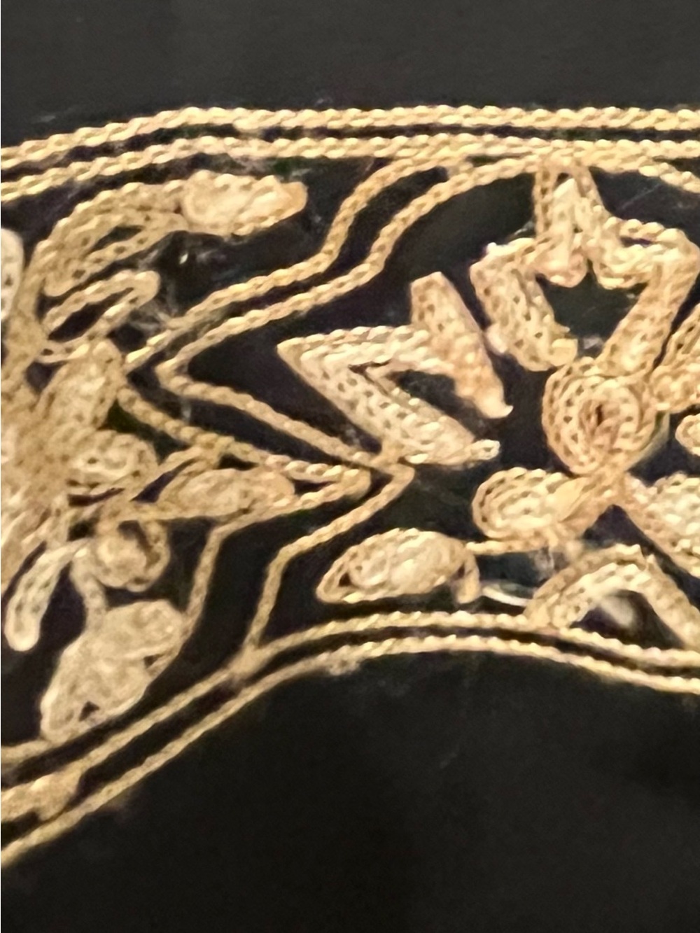 Emma James Black Midi Dress with Gold Embroidered Motifs